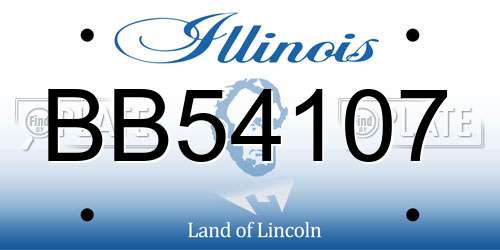BB54107 Illinois License Plate