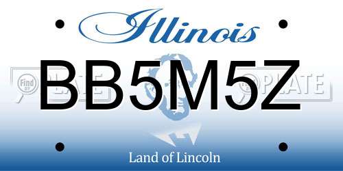 BB5M5Z Illinois License Plate