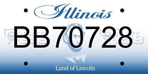BB70728 Illinois License Plate