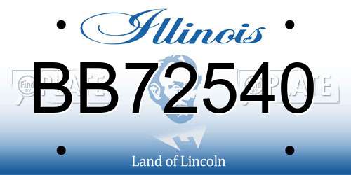 BB72540 Illinois License Plate