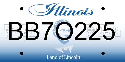 BB7O225 Illinois License Plate