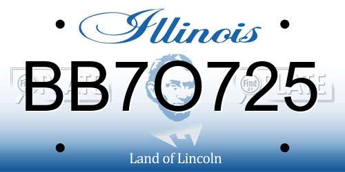 BB7O725 Illinois License Plate