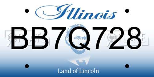 BB7Q728 Illinois License Plate