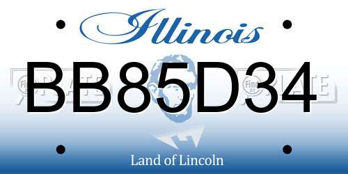 BB85D34 Illinois License Plate