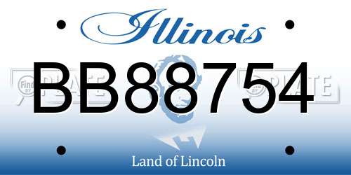 BB88754 Illinois License Plate