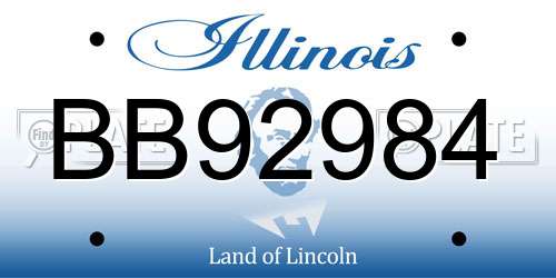 BB92984 Illinois License Plate