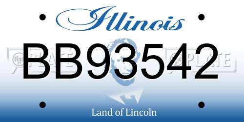 BB93542 Illinois License Plate