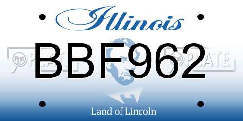 BBF962 Illinois License Plate