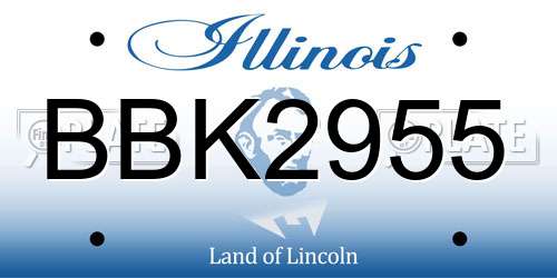 BBK2955 Illinois License Plate