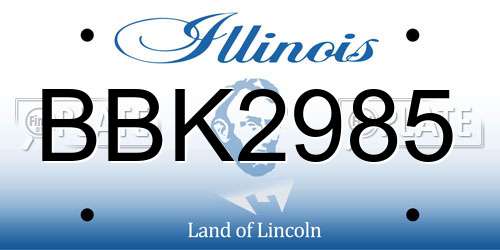 BBK2985 Illinois License Plate
