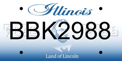 BBK2988 Illinois License Plate
