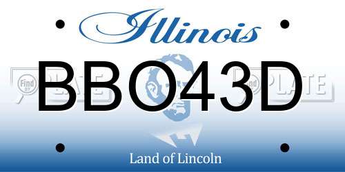 BBO43D Illinois License Plate