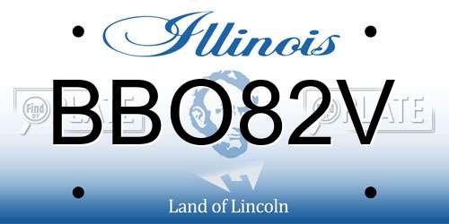 BBO82V Illinois License Plate