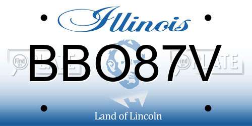 BBO87V Illinois License Plate