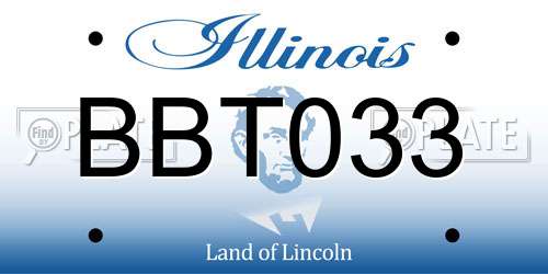 BBT033 Illinois License Plate