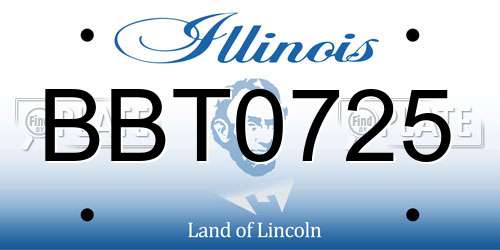 BBT0725 Illinois License Plate