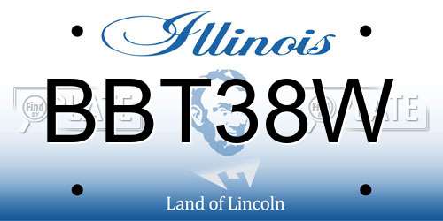 BBT38W Illinois License Plate