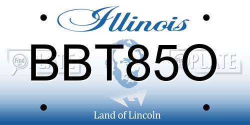 BBT85O Illinois License Plate