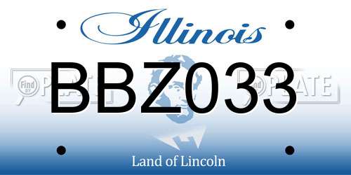 BBZ033 Illinois License Plate