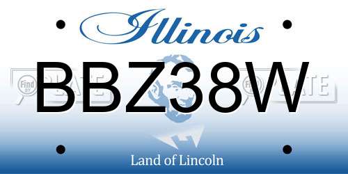BBZ38W Illinois License Plate