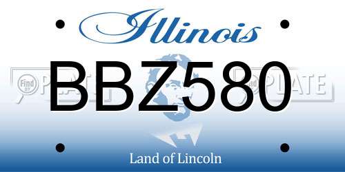 BBZ580 Illinois License Plate