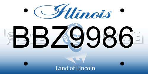 BBZ9986 Illinois License Plate