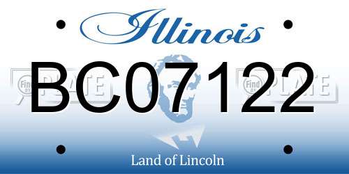 BC07122 Illinois License Plate