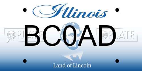 BC0AD Illinois License Plate