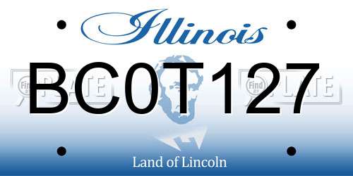 BC0T127 Illinois License Plate