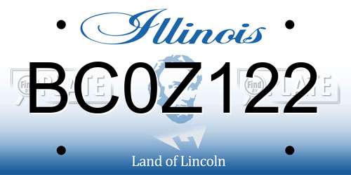 BC0Z122 Illinois License Plate