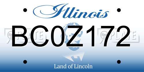 BC0Z172 Illinois License Plate