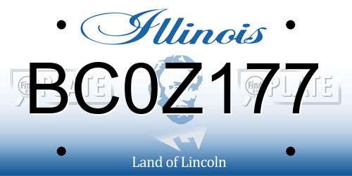 BC0Z177 Illinois License Plate