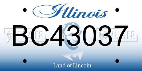 BC43037 Illinois License Plate