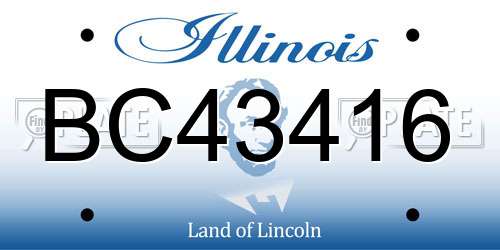 BC43416 Illinois License Plate