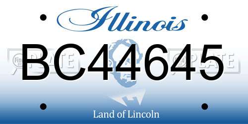 BC44645 Illinois License Plate