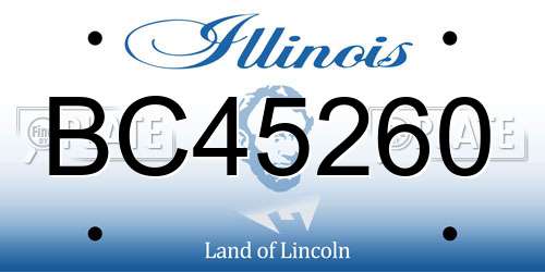 BC45260 Illinois License Plate