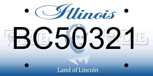 BC50321 Illinois License Plate