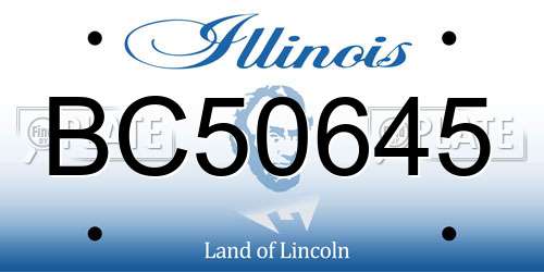 BC50645 Illinois License Plate