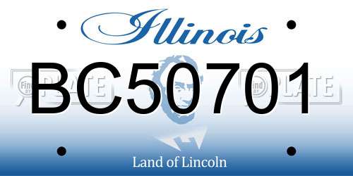 BC50701 Illinois License Plate