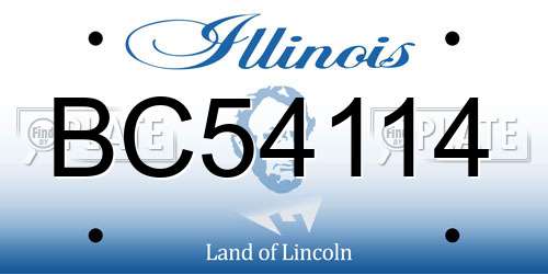 BC54114 Illinois License Plate