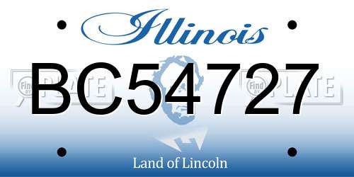 BC54727 Illinois License Plate