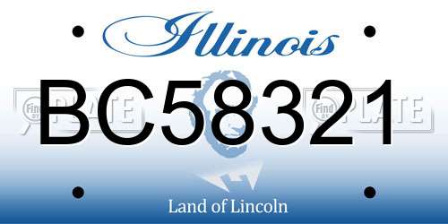 BC58321 Illinois License Plate