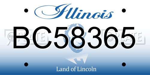 BC58365 Illinois License Plate
