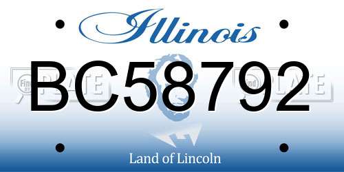 BC58792 Illinois License Plate