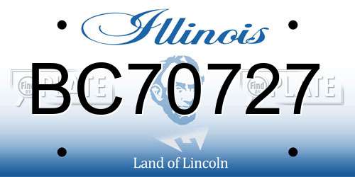 BC70727 Illinois License Plate