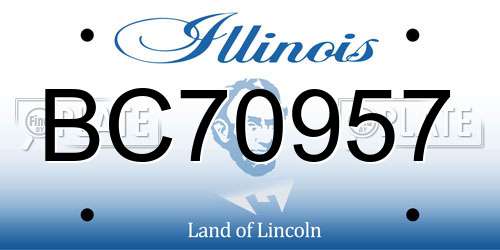 BC70957 Illinois License Plate