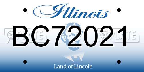 BC72021 Illinois License Plate