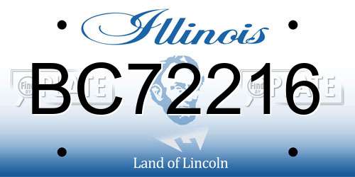 BC72216 Illinois License Plate