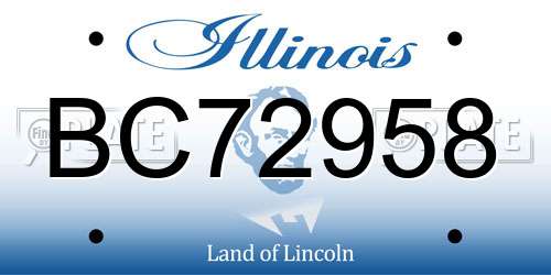 BC72958 Illinois License Plate