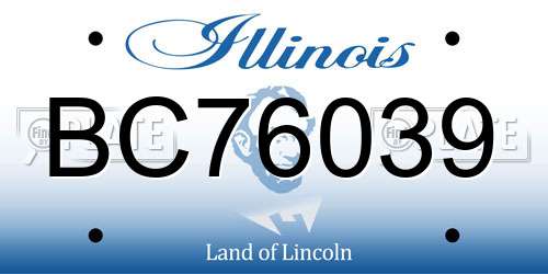 BC76039 Illinois License Plate